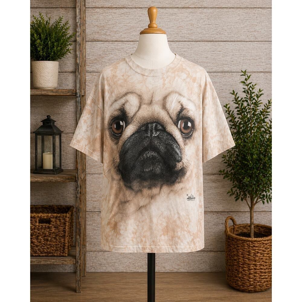 The Mountain Pug Dog Face Graphic T-Shirt XL USA 2001 Vintage Style Tie Dye XL